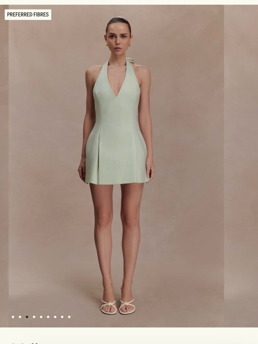 Meshki Halter V-Neck Mini Dress in pistachio green - Picture 2 of 8